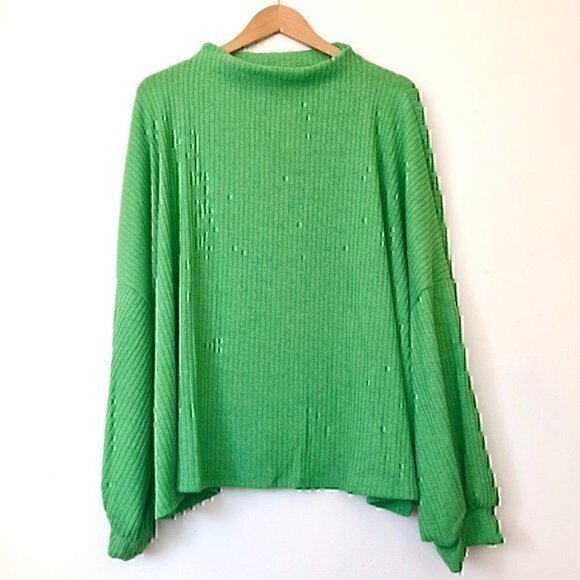 NEW NWT MODCLOTH Plus Size Casual Truth Mock Neck Top Solid Green Long Sleeve 4X - Picture 2 of 12